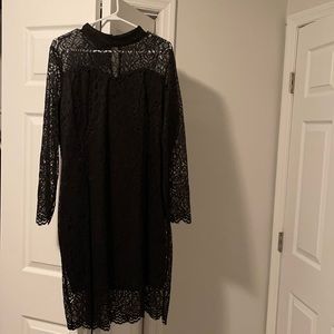 Black lacy knee length dress